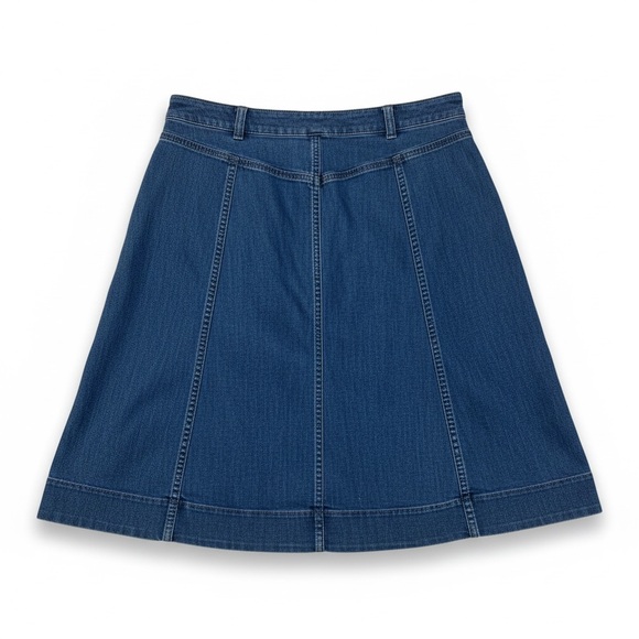 Chaps Denim Button Front A-Line Skirt Size 12 Classic Blue Jean Skirt - Picture 3 of 7